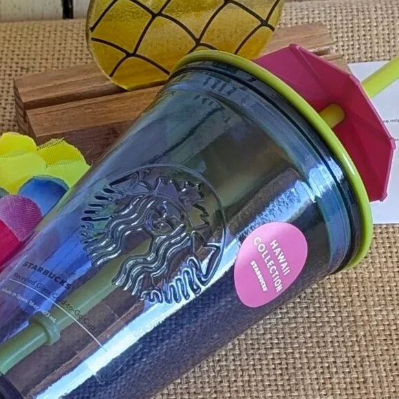 🌺 Starbucks Tumbler Hawaii Exclusive Collection Glass Cold Cup with Umbrella - Picture 8 of 8